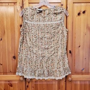 April Cornell floral pintuck top M